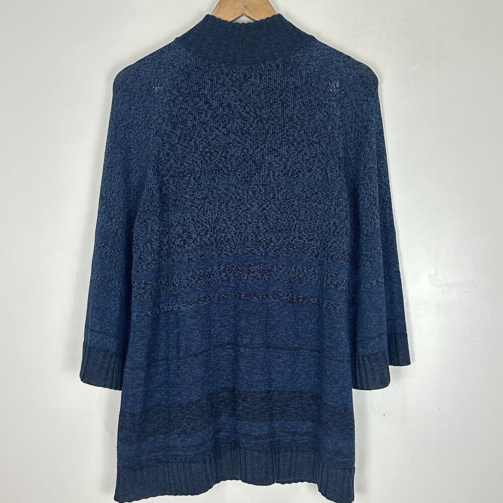 Peruvian Connection Ombre Blue Pima Cotton Cardigan Sweater Boho Size Large - Picture 9 of 12
